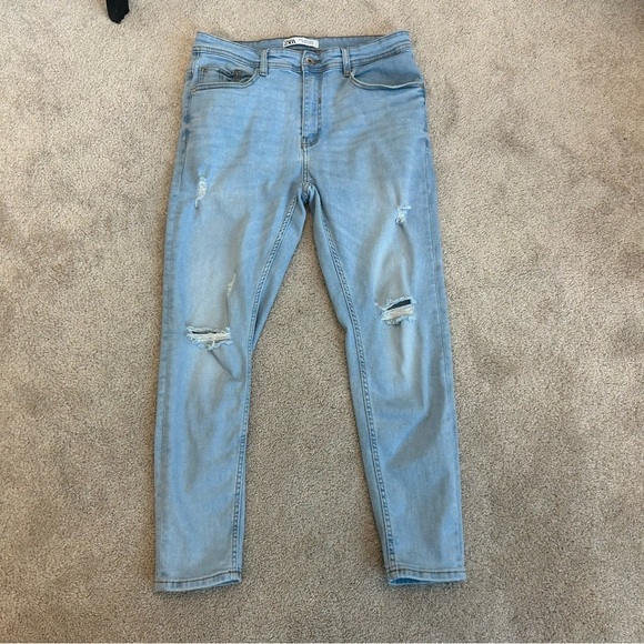 ZARA men’s light wash distressed denim jeans Sz 32 - Picture 12 of 12
